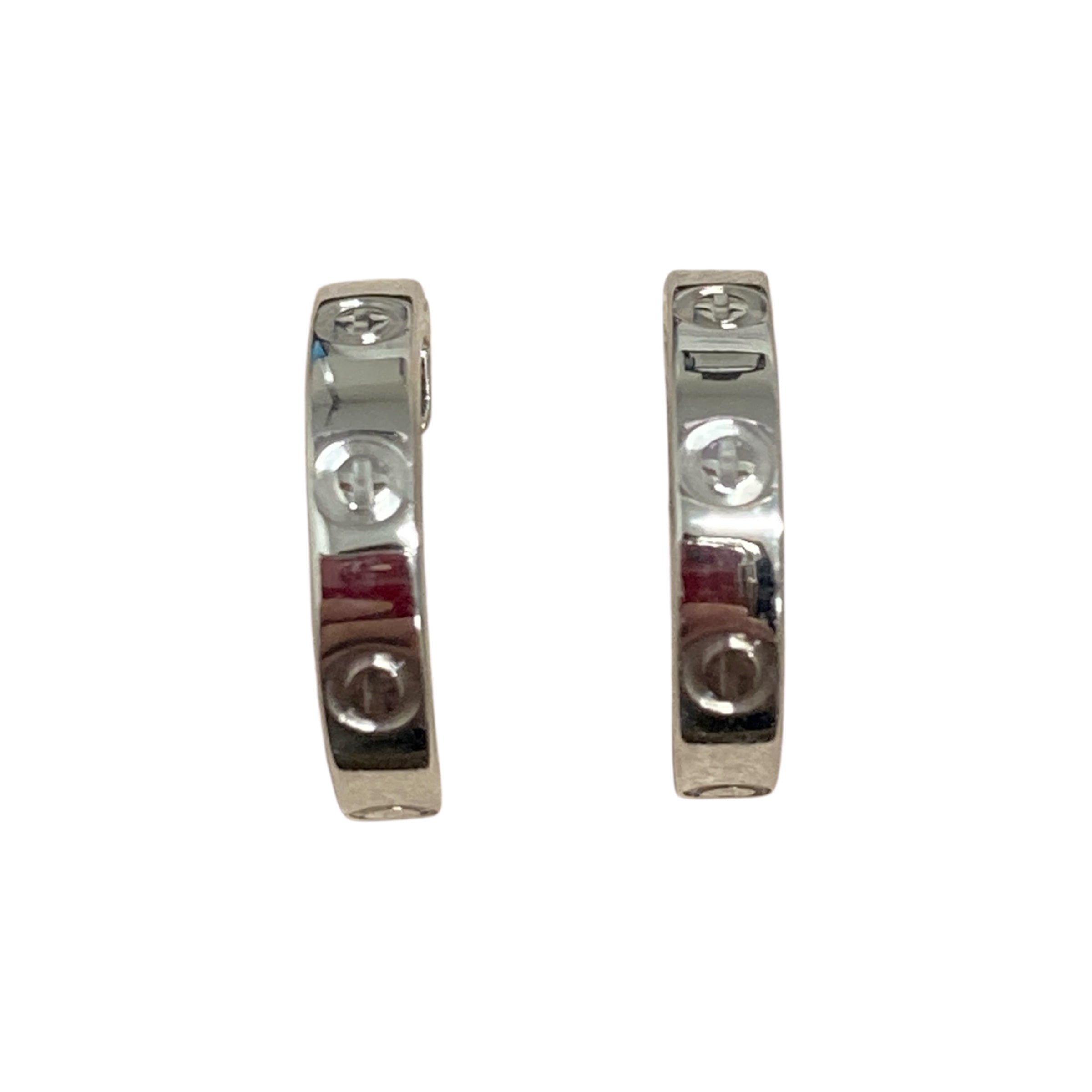 CARTIER 卡地亞 LOVE圓耳環 B8028900 18K白金瓷