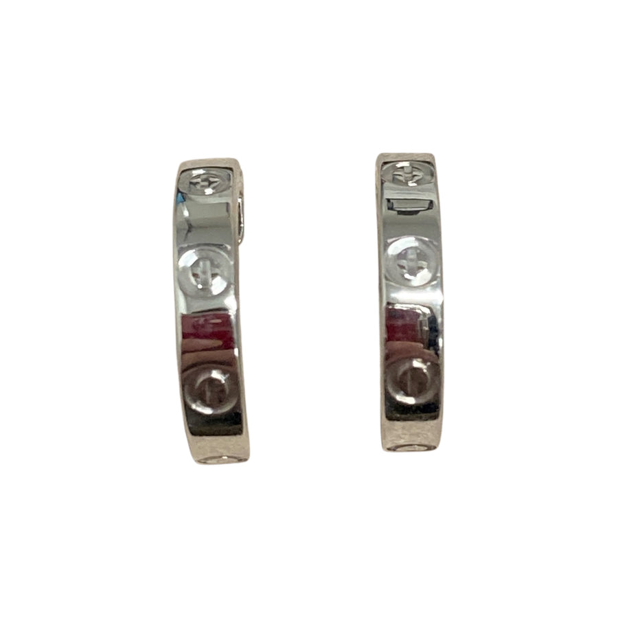 CARTIER 卡地亞 LOVE圓耳環 B8028900 18K白金瓷