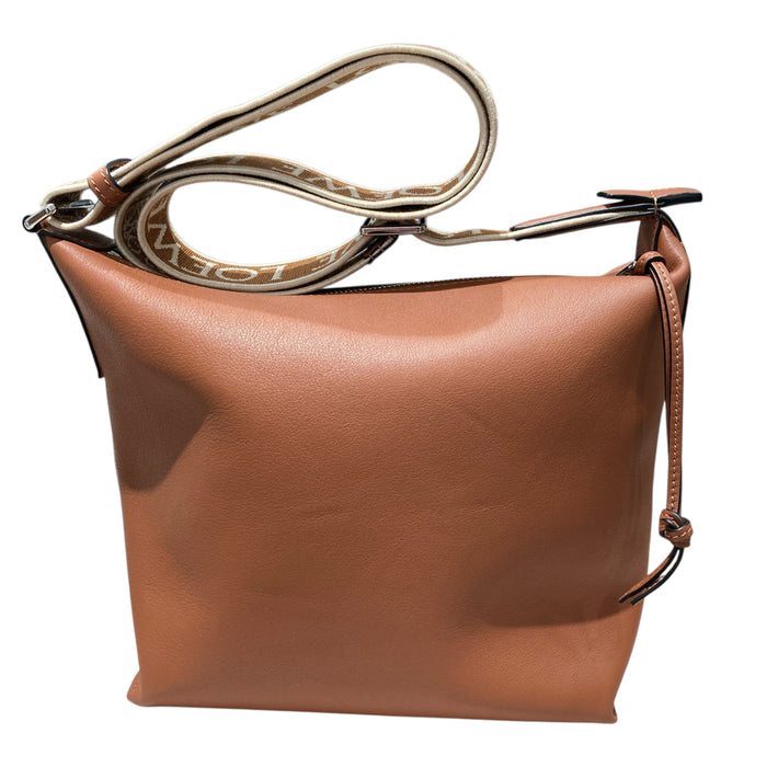 LOEWE CUBI 背帶LOGO側背包 棕色