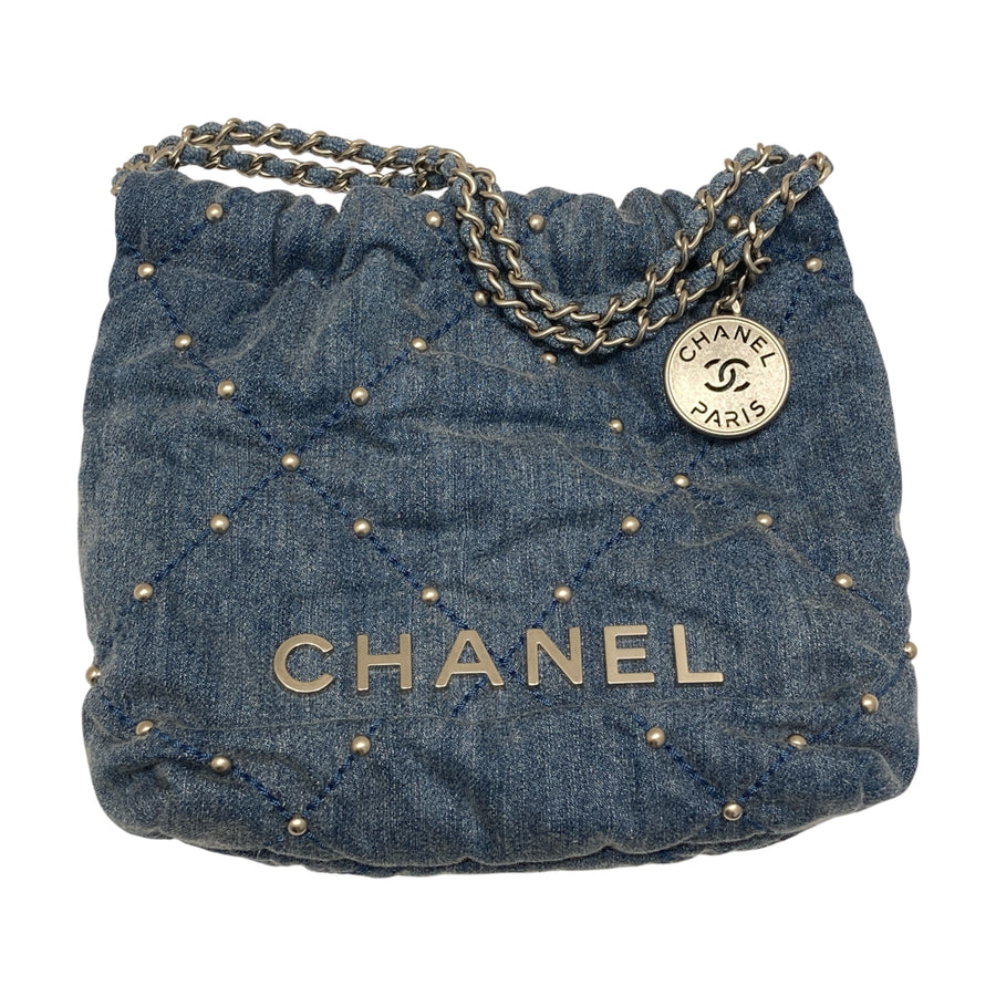 CHANEL 香奈兒 MINI 22 二代款 單寧帆布
