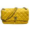 CHANEL 香奈兒 A67725 UP IN THE AIR磁吸肩側背包 牛皮 黃色 黑銀釦