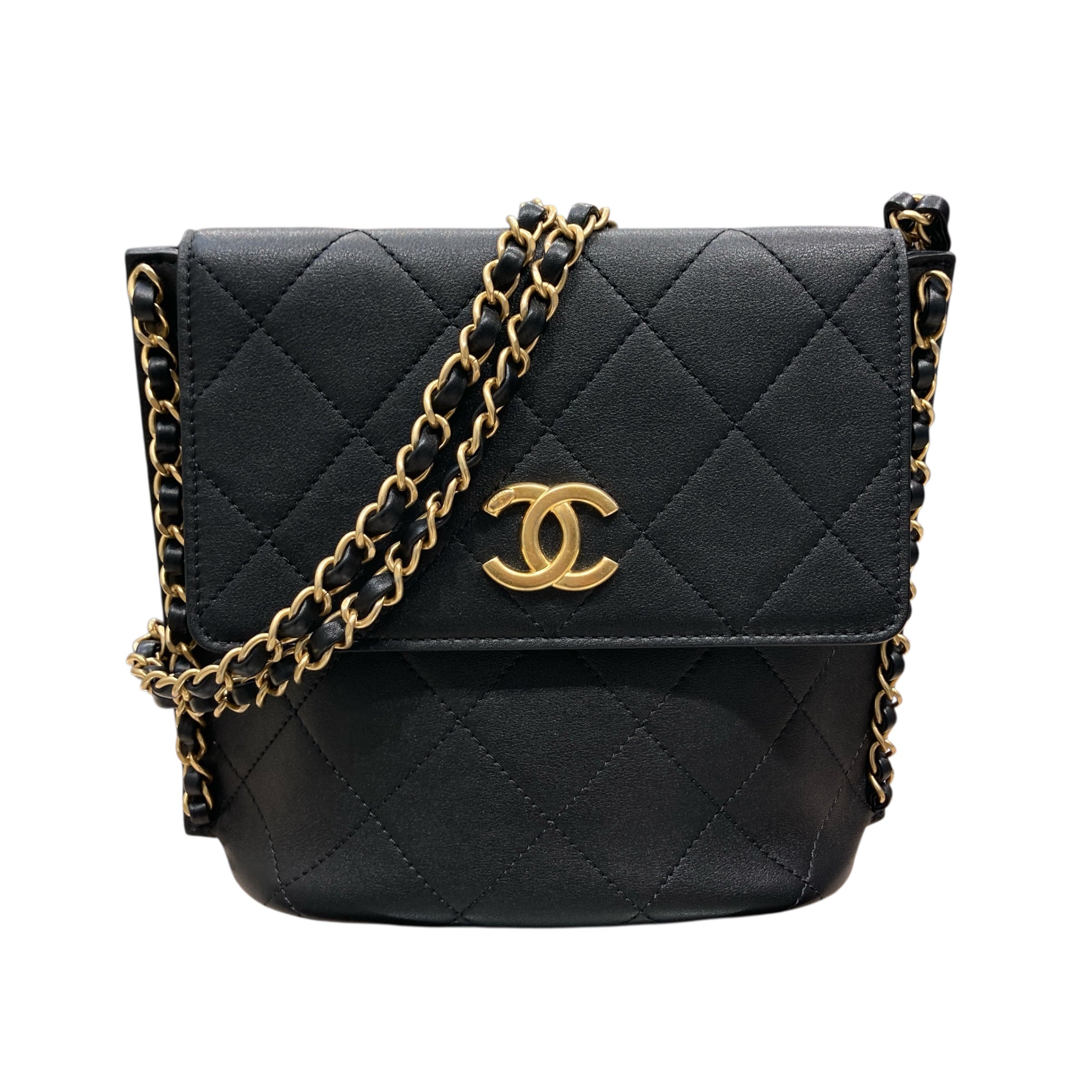 CHANEL 香奈兒 AS2542 CHAIN SHOULDER BAG 鏈條單肩包 小羊皮 黑色 金釦