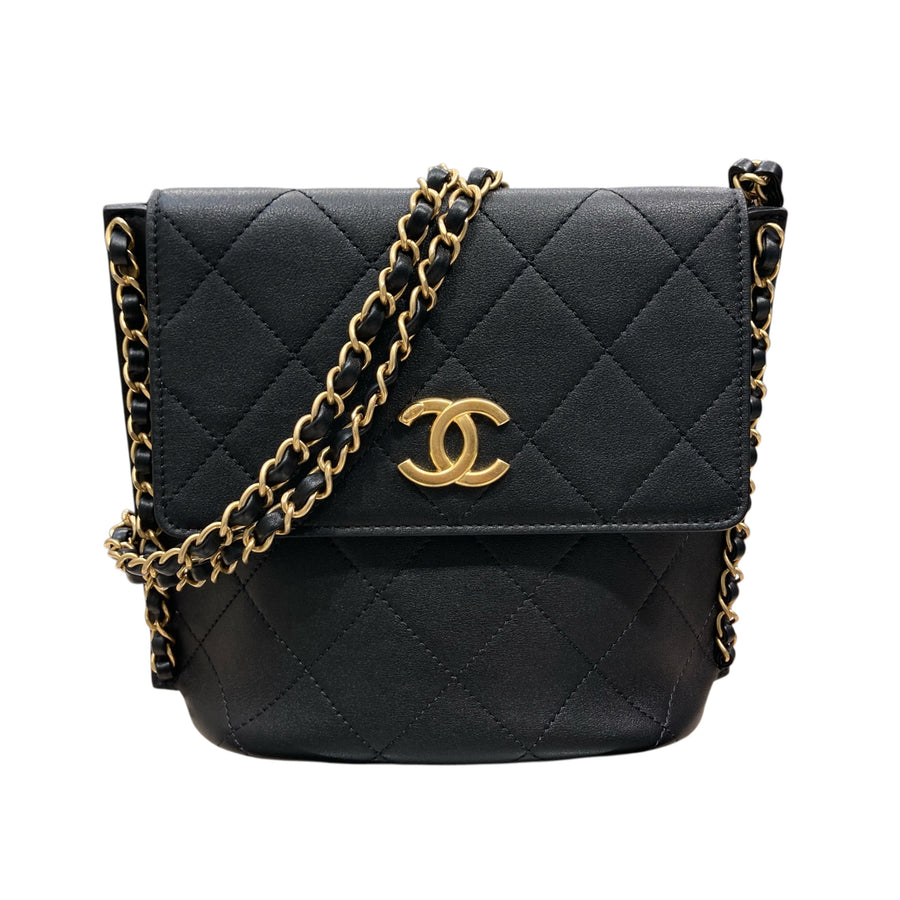 CHANEL 香奈兒 AS2542 CHAIN SHOULDER BAG 鏈條單肩包 小羊皮 黑色 金釦