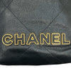 CHANEL 香奈兒 22MINI BAG 流浪包 荔枝牛皮 黑色 金釦