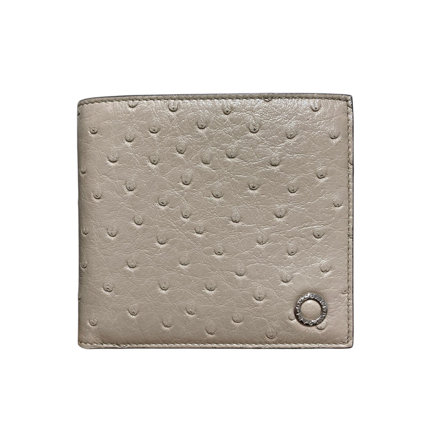 BVLGARI 寶格麗  293296S BVLGARI MAN 系列短夾 鴕鳥皮 灰色 銀釦