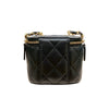 CHANEL 香奈兒 MINI VANITY 迷你珍珠鏈條化妝箱包 皮革 黑色 淺金釦