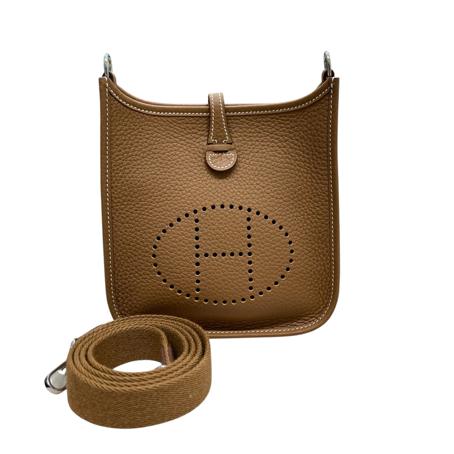 HERMÈS 愛馬仕 EVELYNE 16 AMAZONE 肩背包 牛皮 金棕色 銀釦