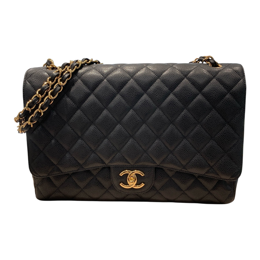 CHANEL 香奈兒 經典翻蓋包 荔枝紋牛皮 黑色