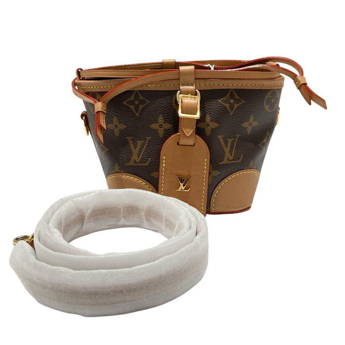 LOUIS VUITTON 路易威登 M57099 NOE PURSE MINI 迷你老花水桶包 PVC帆布 棕色 金釦