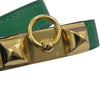 HERMES COLLIER DE CHIEN 手環 金色金屬 / 綠色皮革