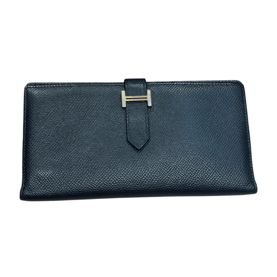 HERMES BEARN H釦長夾 EPSOM  黑色  銀扣