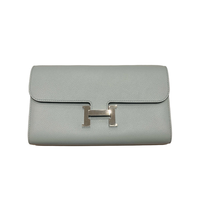 HERMES 愛馬仕 CONSTANCE TO GO 肩背手拿包 EVERCOLOR皮革 冰川藍 銀釦