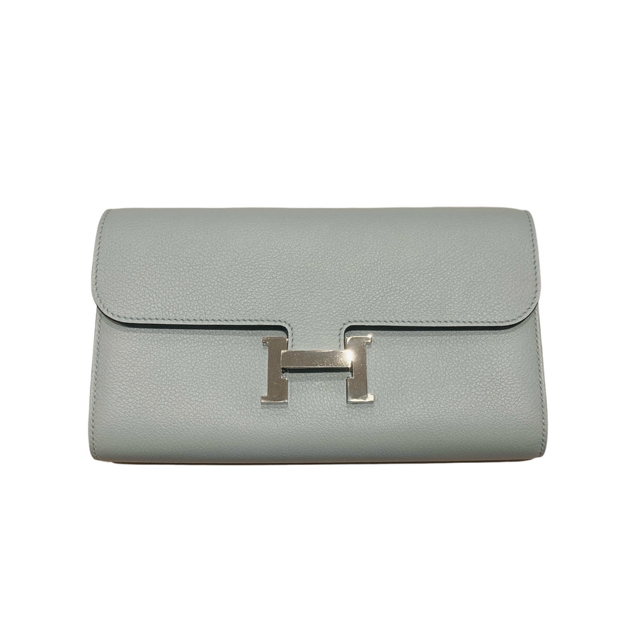 HERMES 愛馬仕 CONSTANCE TO GO 肩背手拿包 EVERCOLOR皮革 冰川藍 銀釦