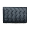 BOTTEGA VENETA 葆蝶嘉 INTRECCIATO編織雙折短夾 牛皮 黑色 銀釦