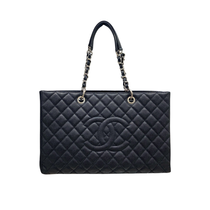CHANEL 香奈兒 GST TOTE BAG 托特包 荔枝牛皮 黑色 銀釦