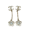 CHANEL 香奈兒 ARRIVAL CRYSTAL PEARL CC EARRINGS 山茶花流蘇水鑽珍珠耳針 合金