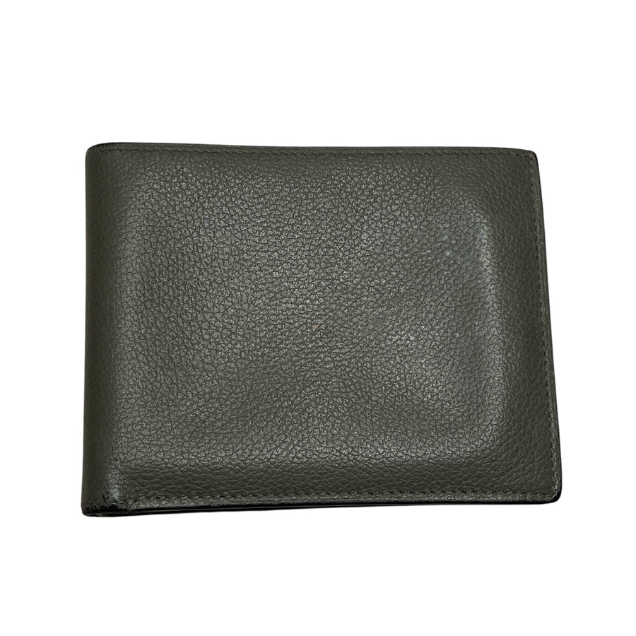HERMES 愛馬仕 Citizen Twill Compact 絲巾短夾 皮革 絲綢 短夾 灰色