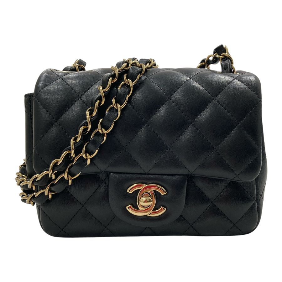 CHANEL 香奈兒 A35200 CF17 方胖子 肩背包 羊皮 黑色 金釦