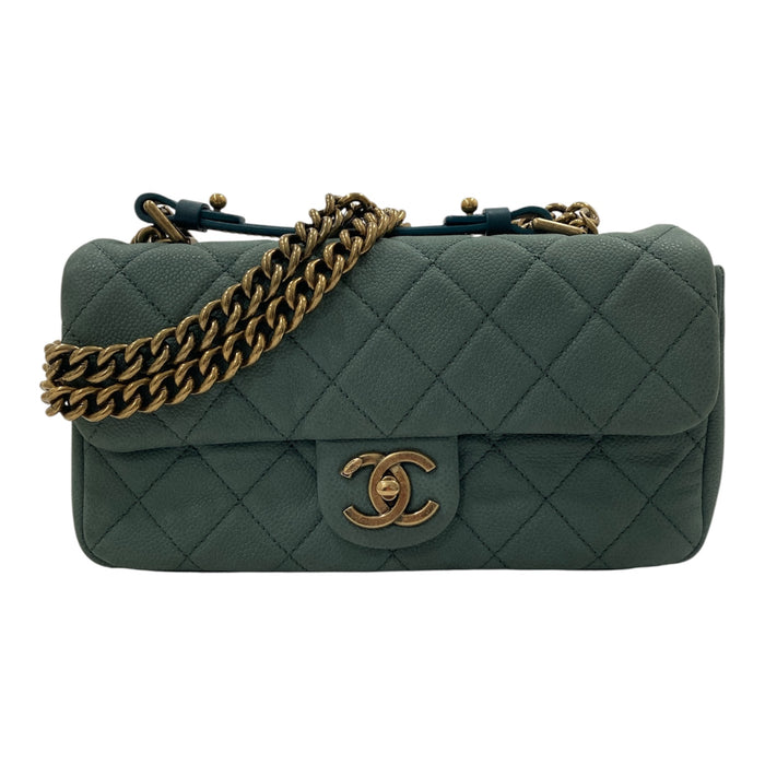 CHANEL 香奈兒 A67622 2013C Crown Flap CC Crown 系列  肩背包 荔枝牛皮 綠色 金釦