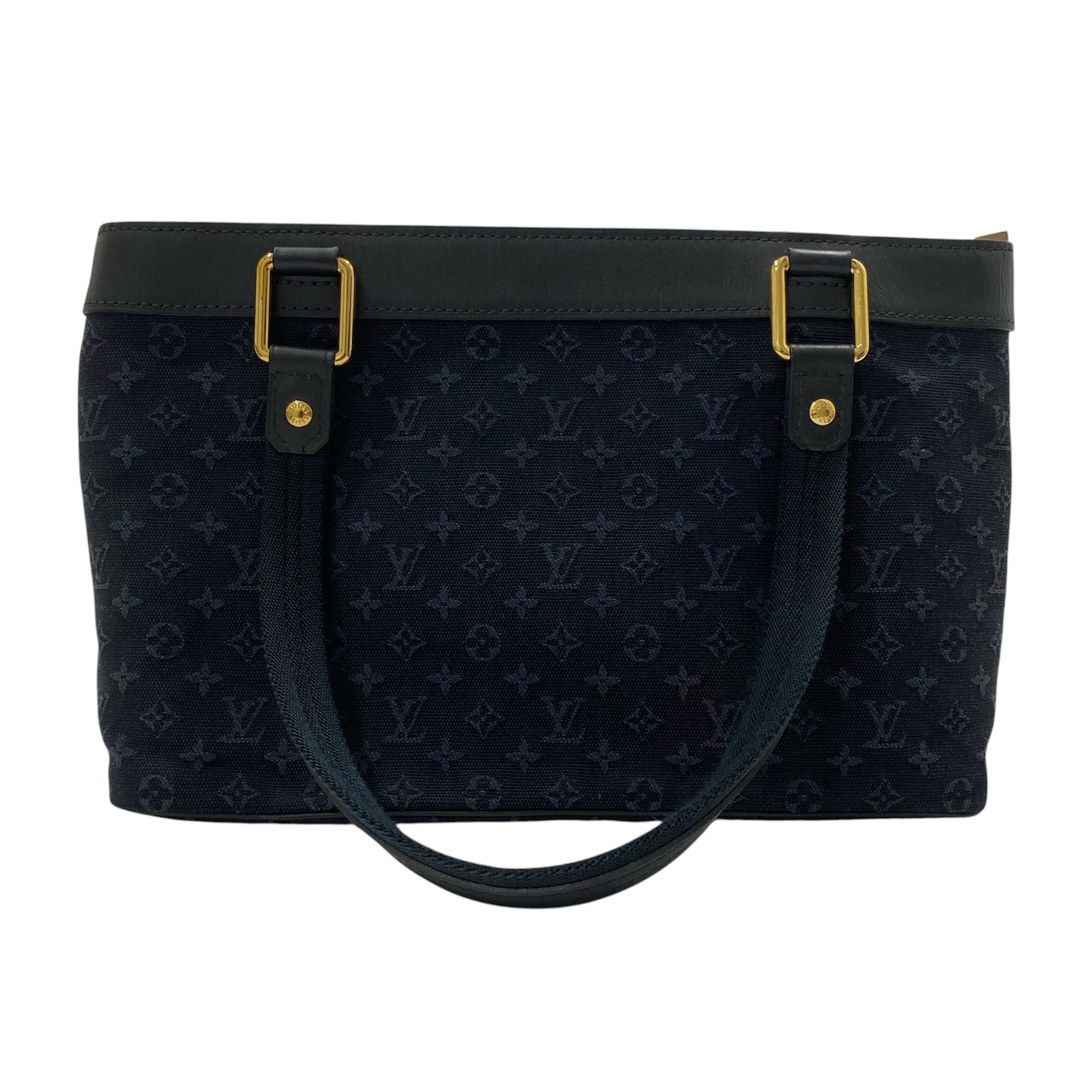 Louis Vuitton 路易威登 Mini Lin Lucille PM 手提包 藍色 老花 帆布 金釦