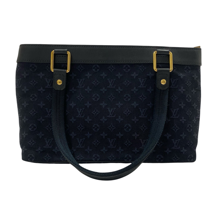Louis Vuitton 路易威登 Mini Lin Lucille PM 手提包 藍色 老花 帆布 金釦