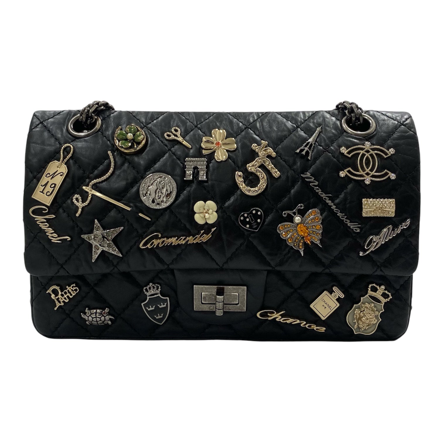 CHANEL 香奈兒 2.55 側背包 復古小牛皮 黑色 銀釦