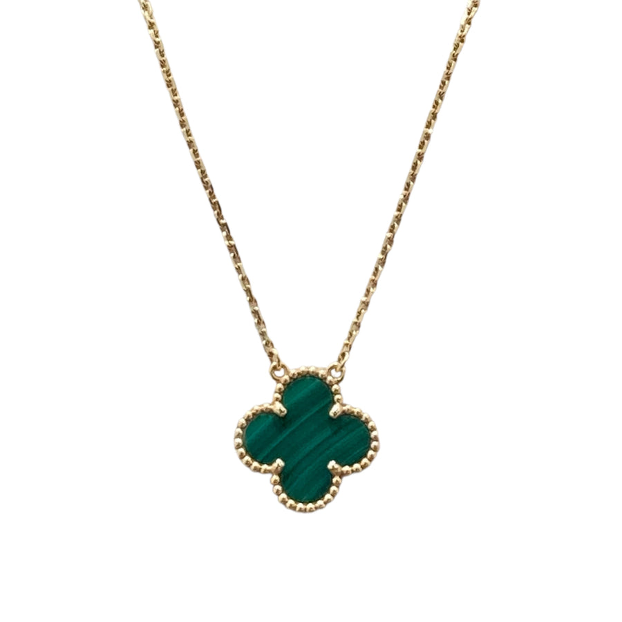 VAN CLEEF&ARPELS 梵克雅寶 ARO9VA00 VINTAGE ALHAMBRA 孔雀石四葉草項鍊 18KYG 孔雀石