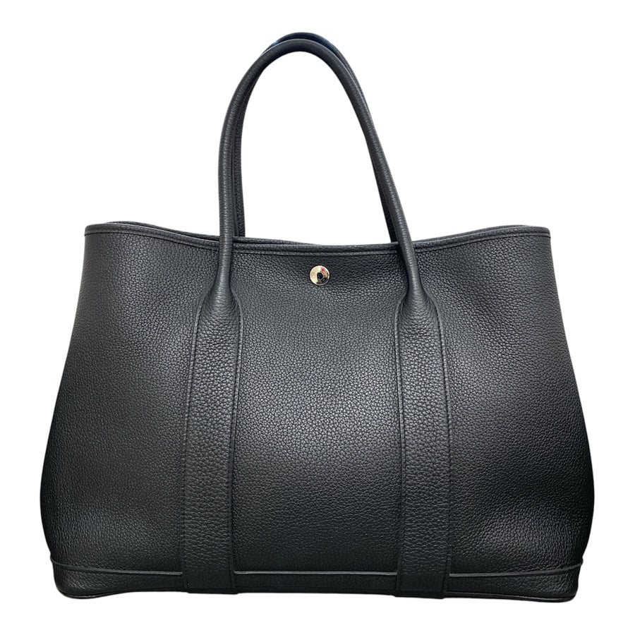 HERMES 愛馬仕 GARDEN PARTY 36 托特包 牛皮 黑色 銀釦