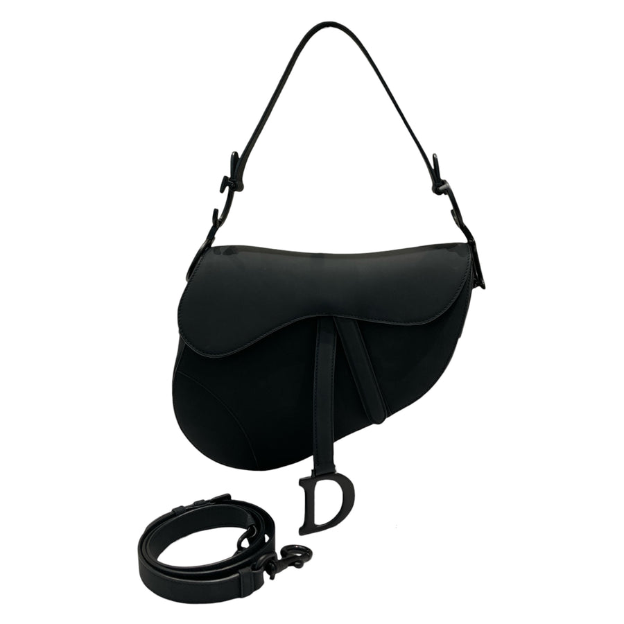 CHRISTIAN DIOR 迪奧 M0455SLLO-989U SADDLE BAG 中號馬鞍包 霧面小牛皮 黑色 黑釦