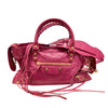 BALENCIAGA 巴黎世家 431621 CITY BAG 機車包 肩背手提包 小羊皮 粉紅色 金釦