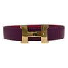 HERMES 愛馬仕 U刻印 H BELT 皮帶 80CM 紫×桃紅 雙色 金釦