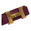 HERMES 愛馬仕 U刻印 H BELT 皮帶 80CM 紫×桃紅 雙色 金釦