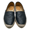 GUCCI 古馳 454703 SIGNATURE SHOES 黑色皮革草編漁夫鞋 SIZE 35 1/2