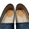 GUCCI 古馳 454703 SIGNATURE SHOES 黑色皮革草編漁夫鞋 SIZE 35 1/2