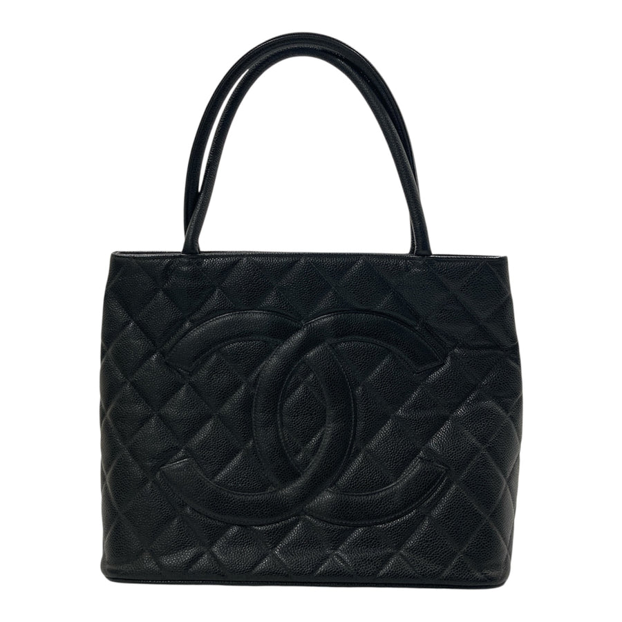 CHANEL 香奈兒 托特包 黑色 牛皮 銀釦