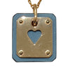 HERMES 愛馬仕 Z刻 H081865CDJ7 AS DE COEUR PENDANT 心形皮革項鍊  SWIFT 小牛皮 合金 藍金