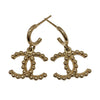 CHANEL 香奈兒 AB7783 CC LOGO BEADED DROP HOOP EARRINGS 雙C圓珠吊墜耳環 合金 米金色