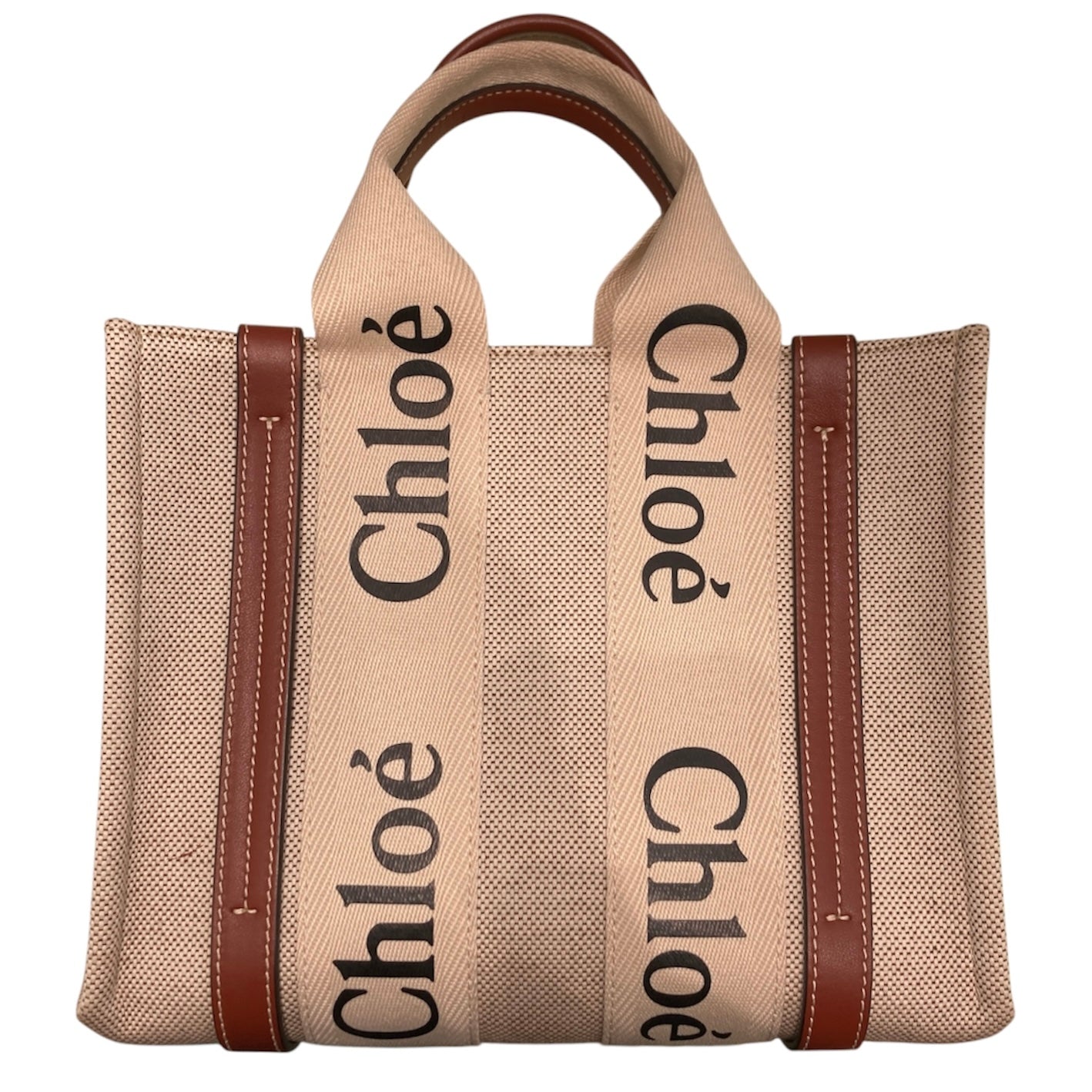 CHLOE 克羅伊 WOODY 迷你帆布托特包 帆布 棕色