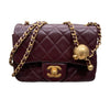 CHANEL 香奈兒 MATELASSE MINI 金球方胖子 羊皮 酒紅色 金釦