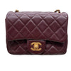 CHANEL 香奈兒 MATELASSE MINI 金球方胖子 羊皮 酒紅色 金釦