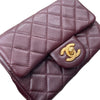 CHANEL 香奈兒 MATELASSE MINI 金球方胖子 羊皮 酒紅色 金釦