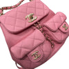 CHANEL 香奈兒 DUMA 後背包 皮革 粉色 金釦