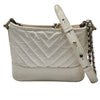 CHANEL 香奈兒 A91810 GABRIELLE HOBO BAG 迷你流浪包 油蠟小牛皮 白色 金釦