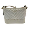 CHANEL 香奈兒 A91810 GABRIELLE HOBO BAG 迷你流浪包 油蠟小牛皮 白色 金釦