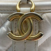 CHANEL 香奈兒 A91810 GABRIELLE HOBO BAG 迷你流浪包 油蠟小牛皮 白色 金釦