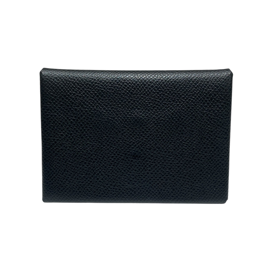HERMES 愛馬仕 H083035CK89 CALVI DUO COMPACT CARD HOLDER 卡夾 EPSOM牛皮 黑色 銀釦