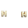 HERMES 愛馬仕 POP H 合金 針式耳環 白色 金