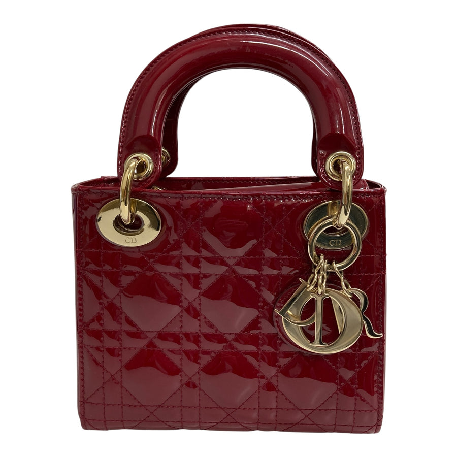 DIOR 迪奧 MINI SIZE LADY DIOR 紅色 漆皮
