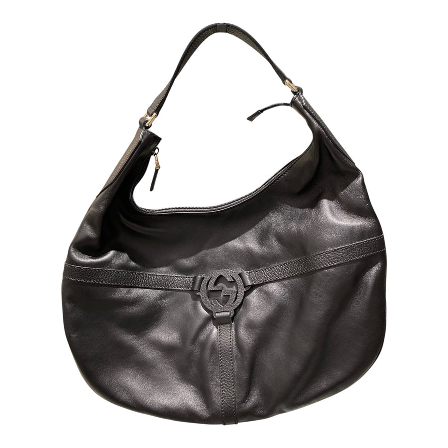 GUCCI 古馳 REINS HOBO BAG 肩背包 黑色