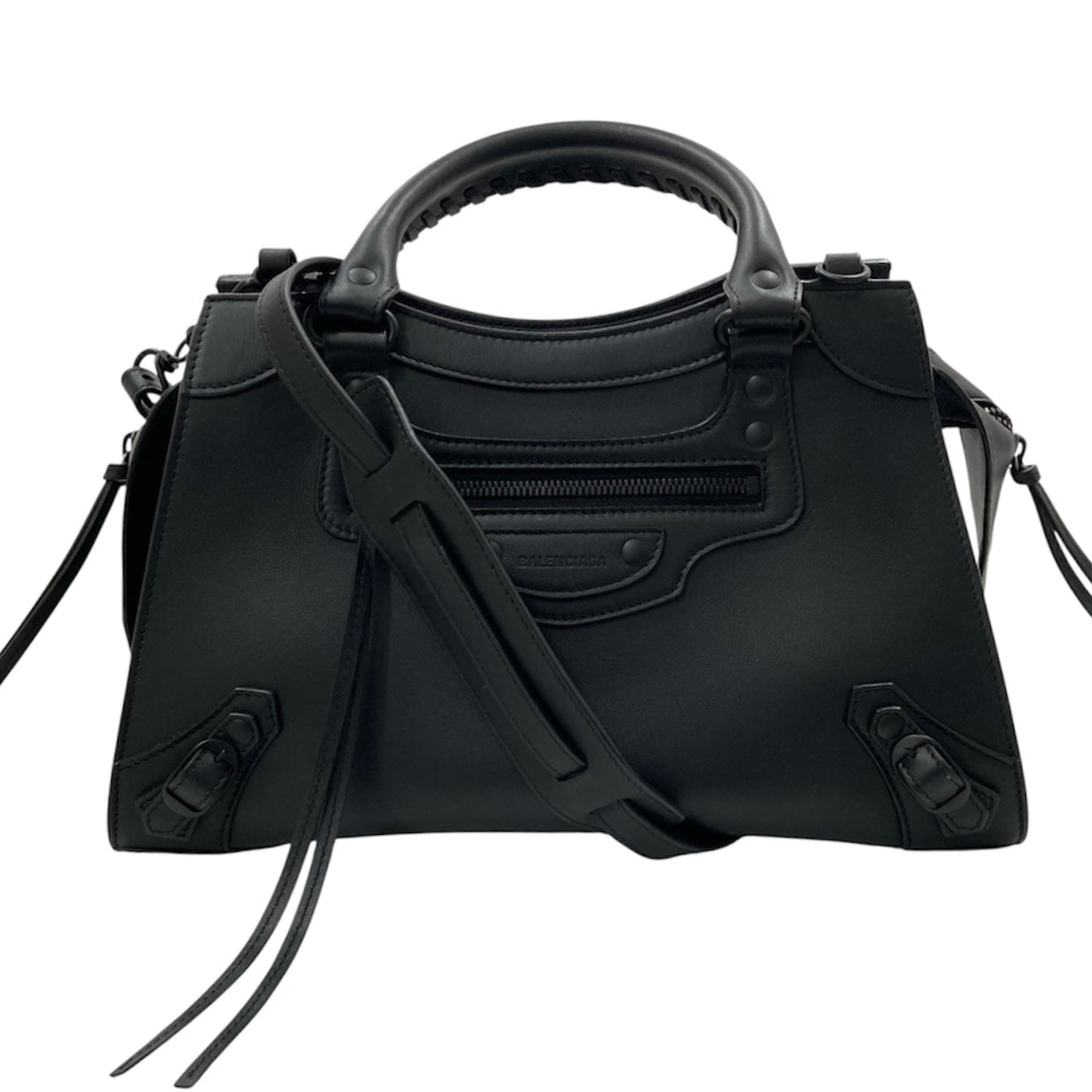 BALENCIAGA 巴黎世家 NEO CLASSIC CITY 兩用機車包 皮革 黑色 黑釦 SMALL